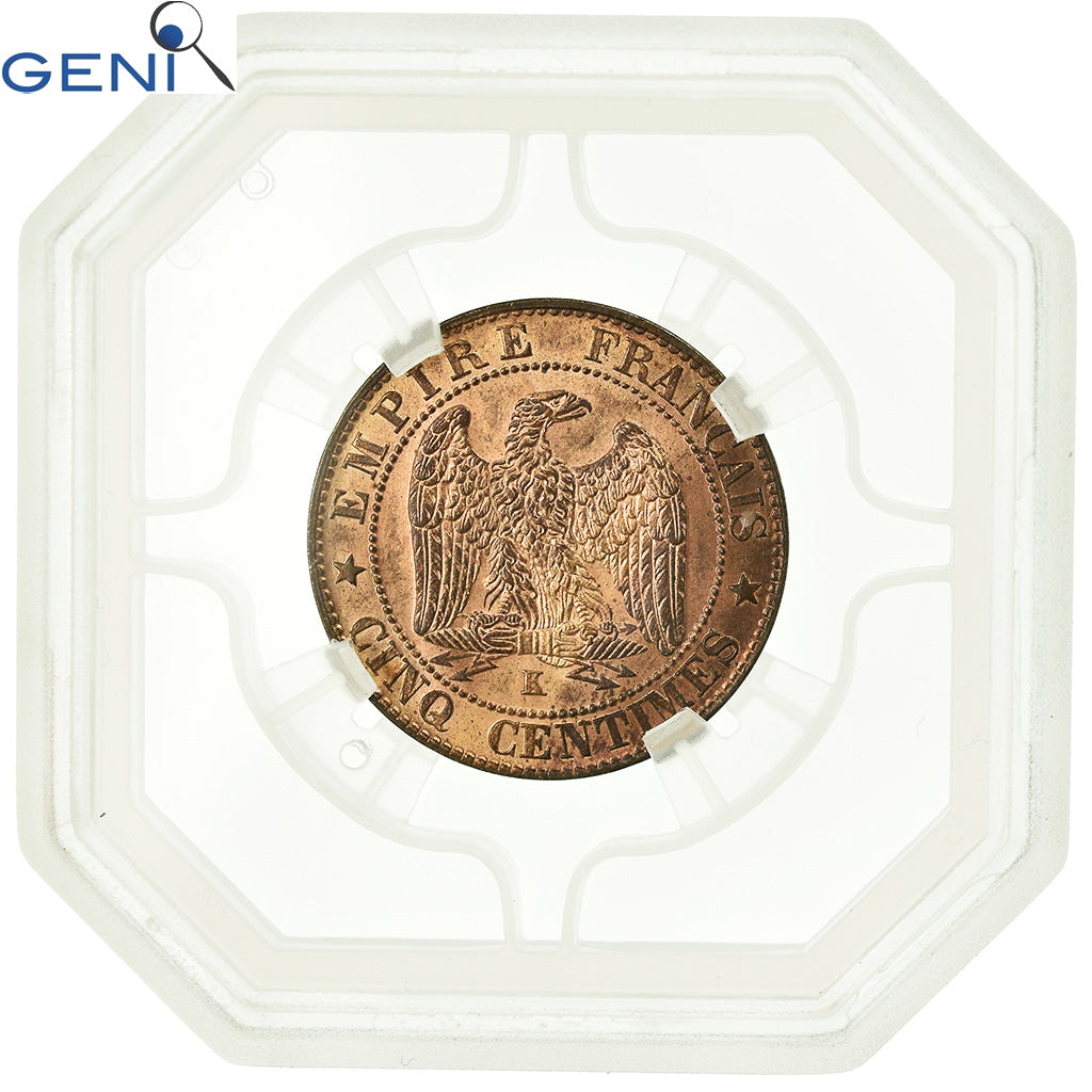 Moneta, Francia, Napoléon III, 5 Centimes, 1863, Bordeaux, GENI, MS63RD