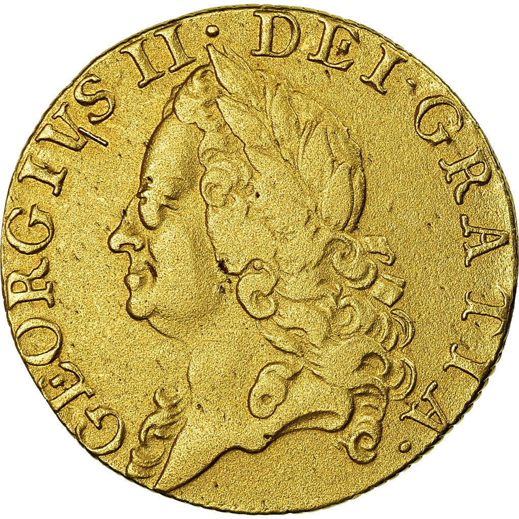Coin, Great Britain, George II, Guinea, 1760, EF(40-45), Gold, KM:588