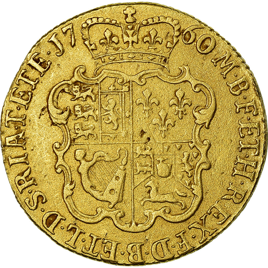 Coin, Great Britain, George II, Guinea, 1760, EF(40-45), Gold, KM:588
