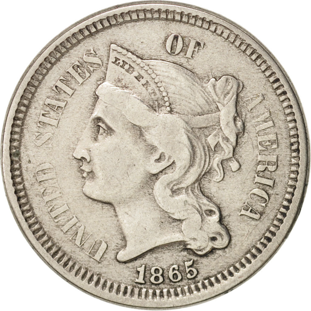 Coin, United States, Nickel 3 Cents, 1865, U.S. Mint, Philadelphia, VF(30-35)