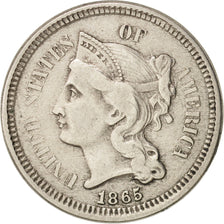 Coin, United States, Nickel 3 Cents, 1865, U.S. Mint, Philadelphia, VF(30-35)