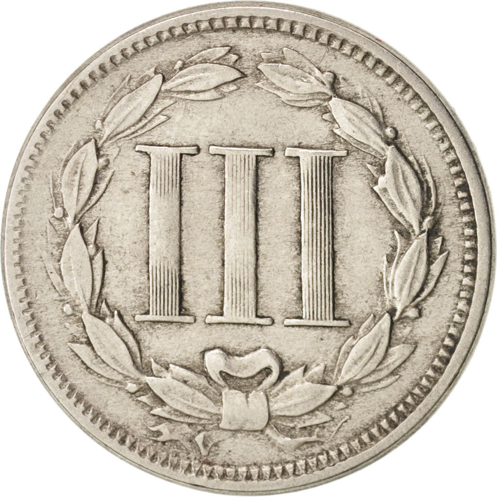 Coin, United States, Nickel 3 Cents, 1865, U.S. Mint, Philadelphia, VF(30-35)