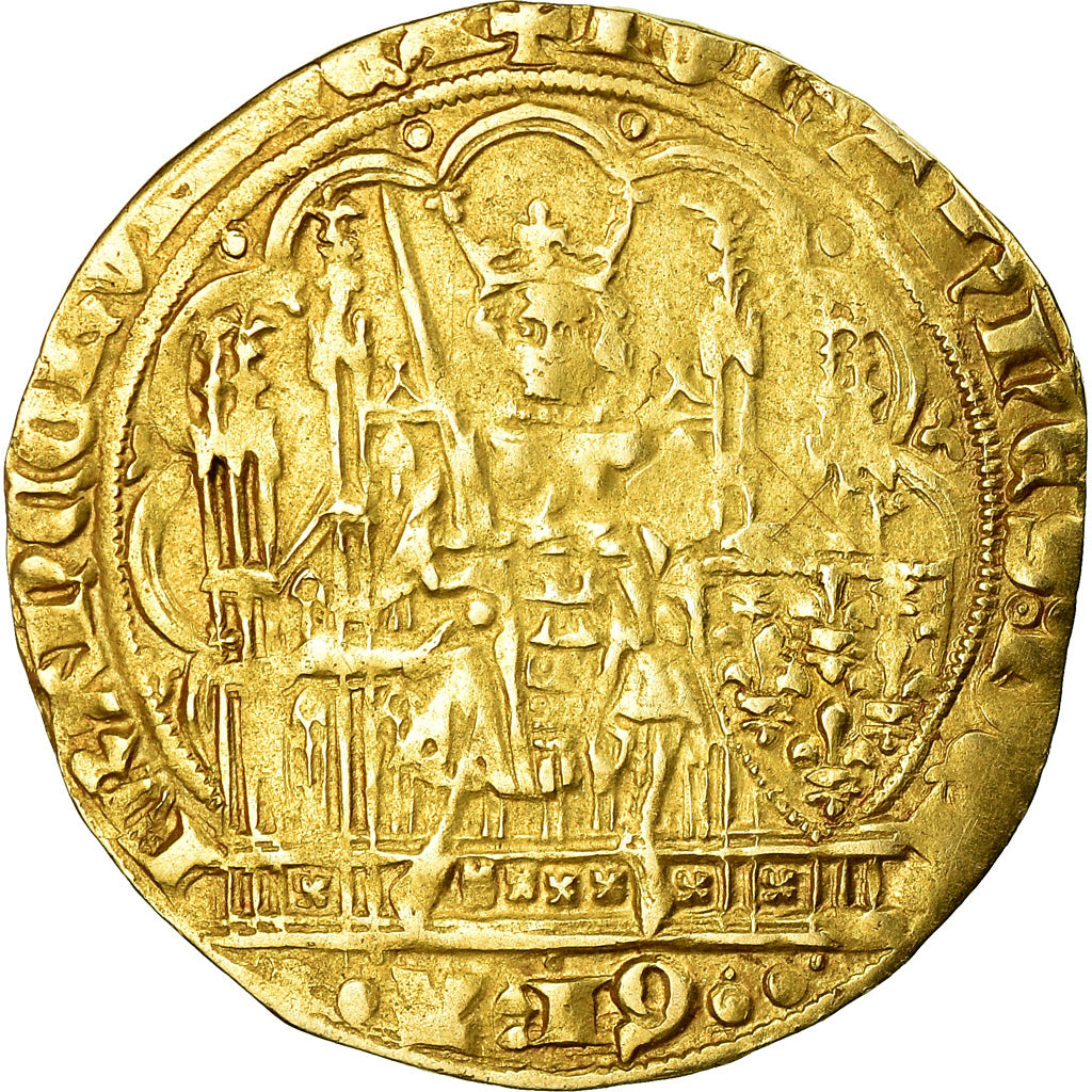 Coin, France, Jean II le Bon, Ecu d'or à la chaise, Ecu d'or, VF(30-35), Gold