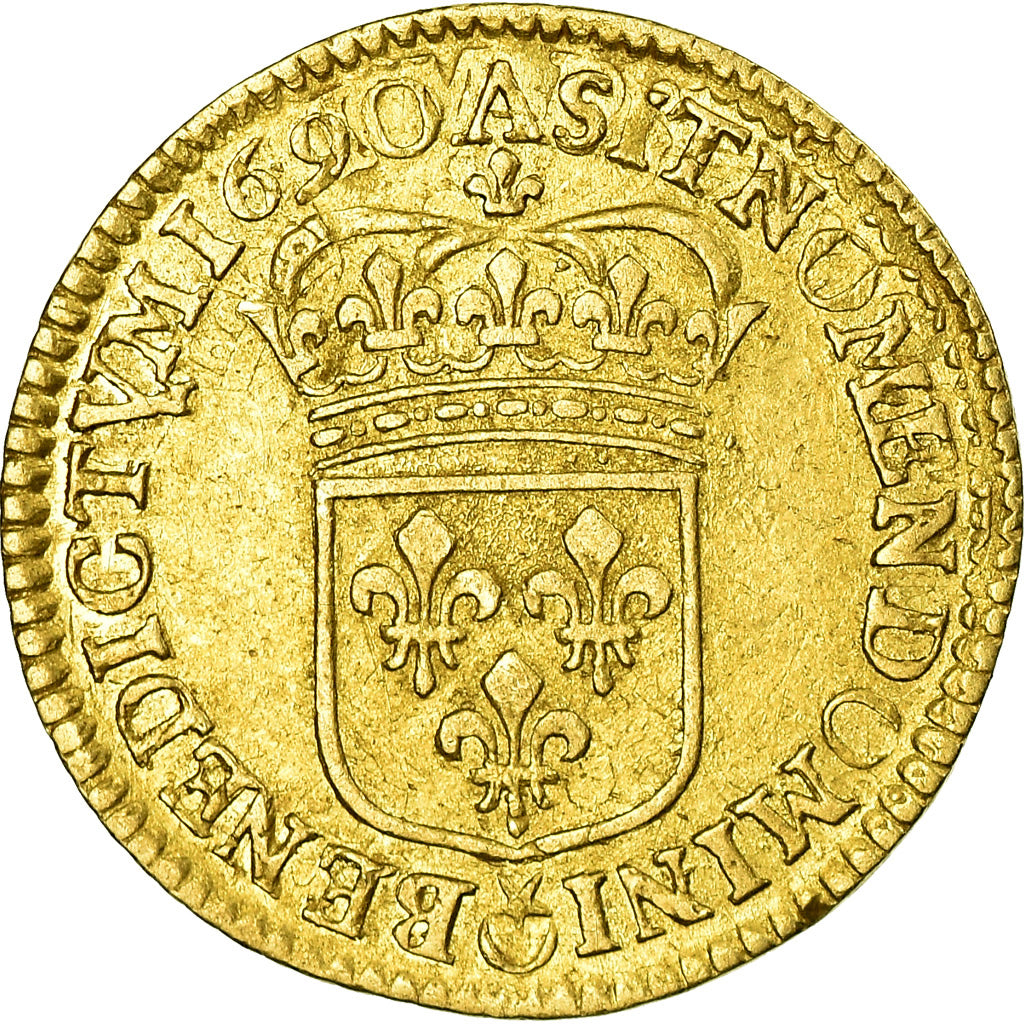 Moneda, Francia, Louis XIV, 1/2 Louis d'or à l'écu, 1/2 Louis d'or, 1690