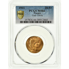 Coin, France, Marianne, 20 Francs, 1911, PCGS, MS66, Gold, KM:857, graded