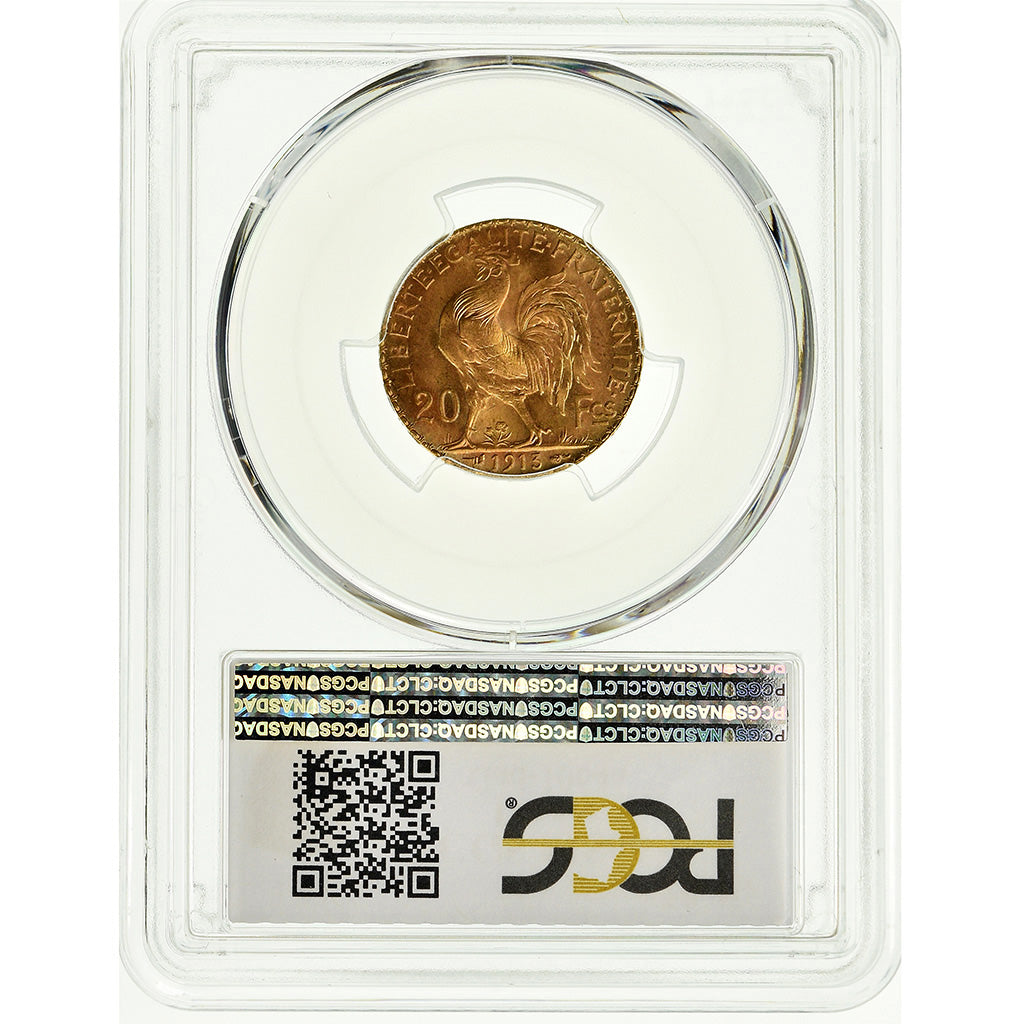 Coin, France, Marianne, 20 Francs, 1913, Paris, PCGS, MS66+, Gold, KM:857