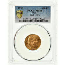 Coin, France, Marianne, 20 Francs, 1914, PCGS, MS66, Gold, KM:857, graded