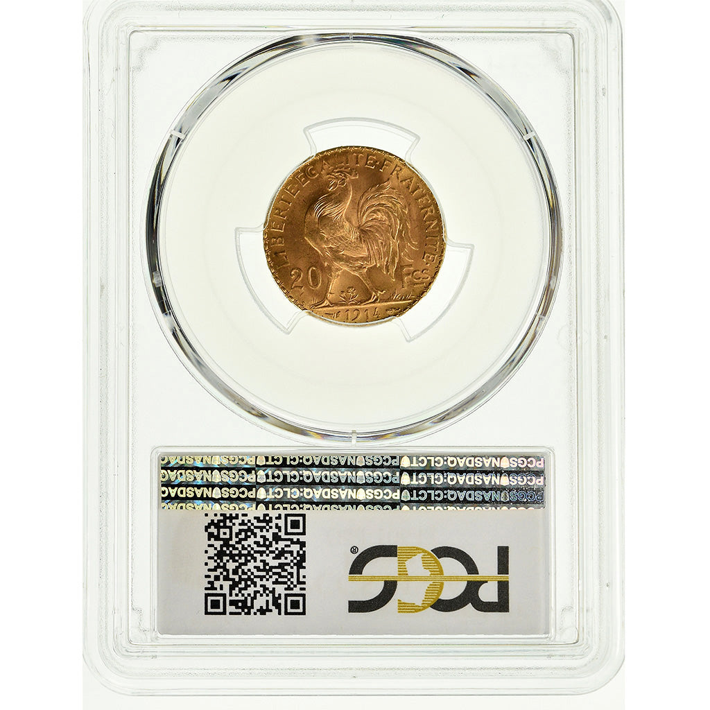 Coin, France, Marianne, 20 Francs, 1914, PCGS, MS66, Gold, KM:857, graded