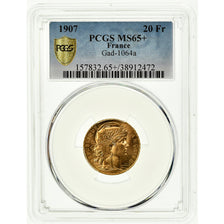 Monnaie, France, Marianne, 20 Francs, 1907, Paris, PCGS, MS65+, Or