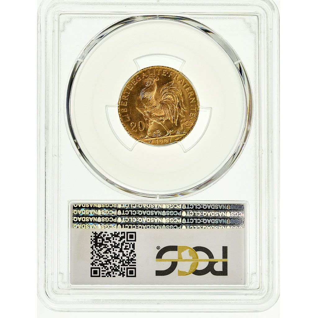 Monnaie, France, Marianne, 20 Francs, 1907, Paris, PCGS, MS65+, Or