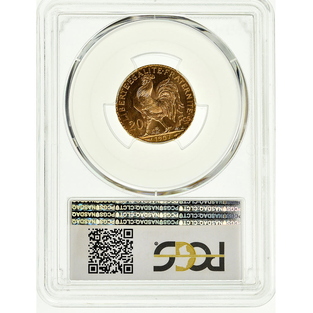 Coin, France, Marianne, 20 Francs, 1907, Paris, PCGS, MS66, MS(65-70), Gold