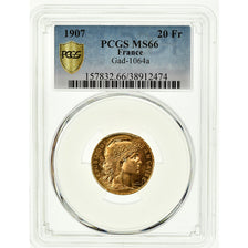 Coin, France, Marianne, 20 Francs, 1907, Paris, PCGS, MS66, MS(65-70), Gold