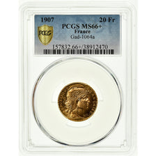 Coin, France, Marianne, 20 Francs, 1907, Paris, PCGS, MS66+, Gold, KM:857