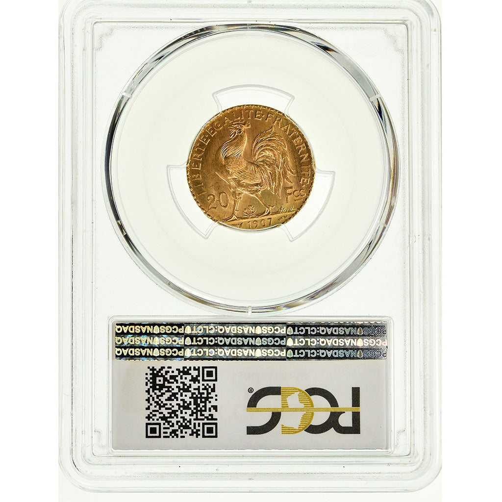 Coin, France, Marianne, 20 Francs, 1907, Paris, PCGS, MS66+, Gold, KM:857