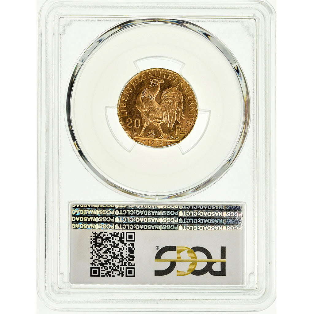 Monnaie, France, Marianne, 20 Francs, 1914, PCGS, MS65, Or, Gadoury:1064a
