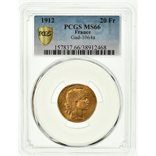 Coin, France, Marianne, 20 Francs, 1912, PCGS, MS66, Gold, KM:857, graded