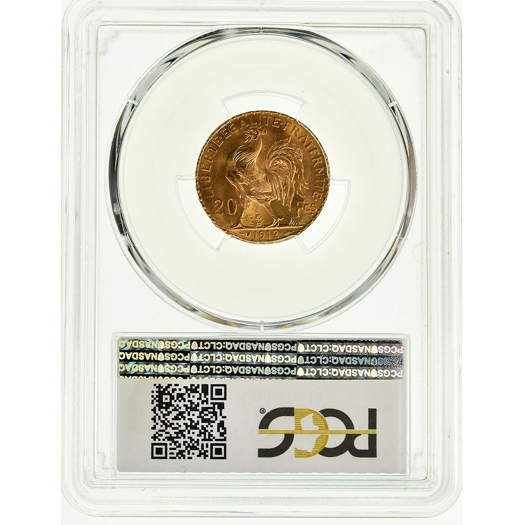 Coin, France, Marianne, 20 Francs, 1912, PCGS, MS66, Gold, KM:857, graded