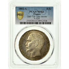 Coin, France, Napoléon III, 5 Francs, 1852, Paris, PCGS, MS63, Silver