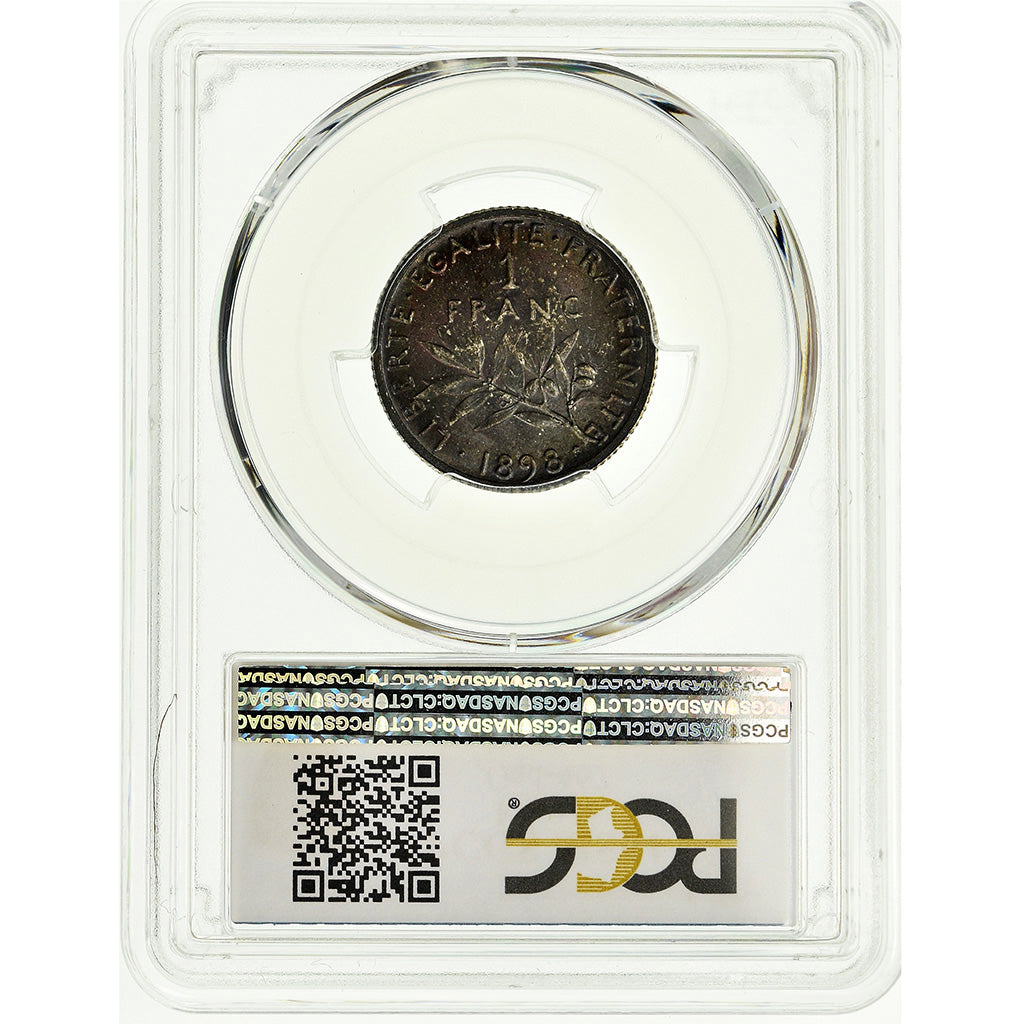 Moneta, Francia, Semeuse, Franc, 1898, Paris, PCGS, MS64, Argento, KM:844.1