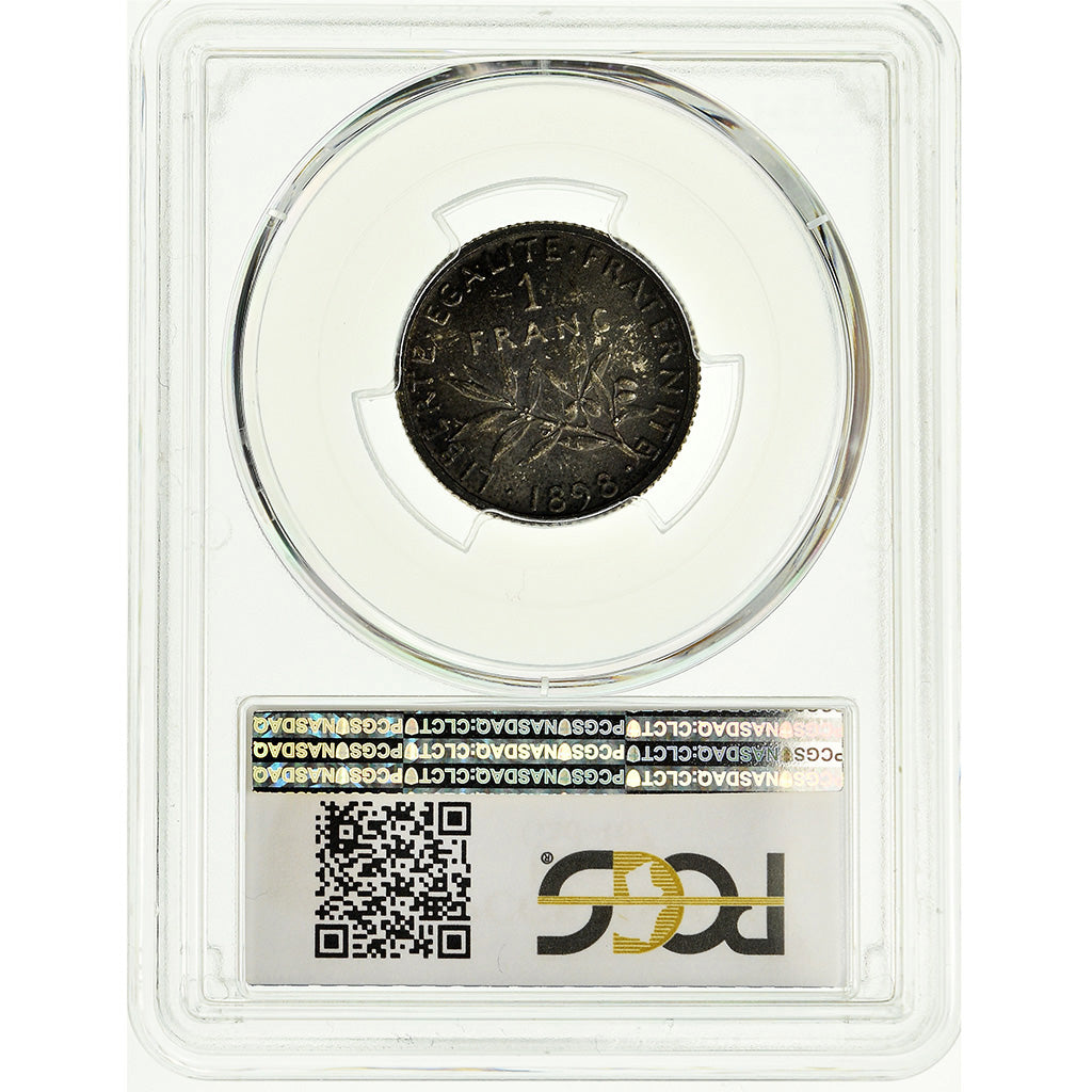 Coin, France, Semeuse, Franc, 1898, Paris, PCGS, MS65, Silver, KM:844.1, graded