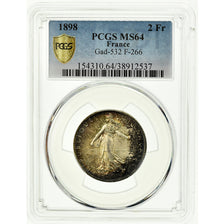 Coin, France, Semeuse, 2 Francs, 1898, Paris, PCGS, MS64, Silver, KM:845.1