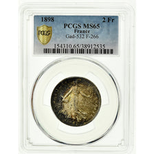 Coin, France, Semeuse, 2 Francs, 1898, Paris, PCGS, MS65, Silver, KM:845.1