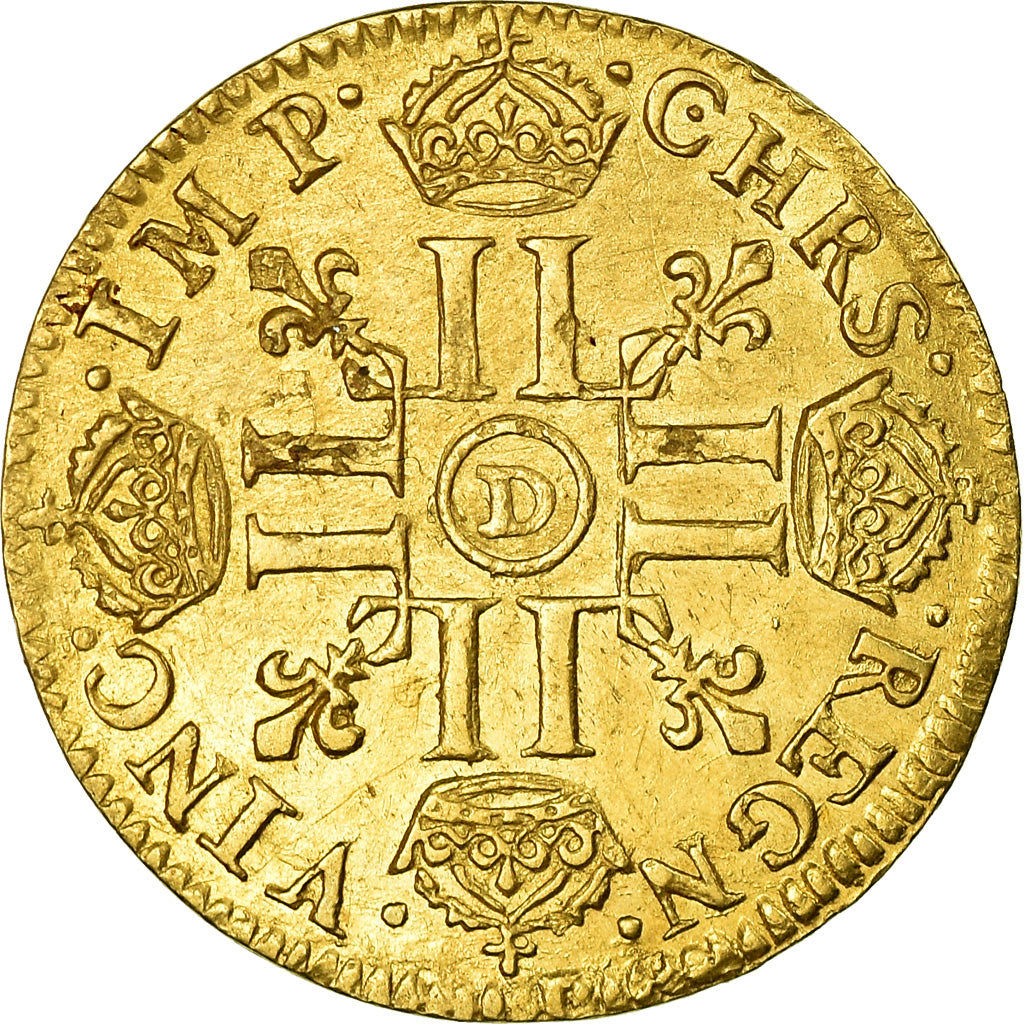 Coin, France, Louis XIV, Louis d'or à la mèche longue, Louis d'Or, 1653, Lyon