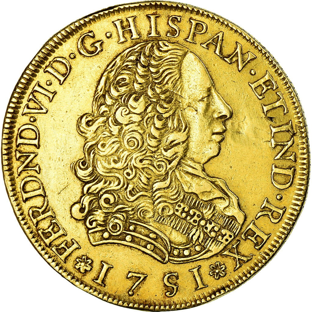 Coin, Peru, Ferdinand VI, 8 Escudos, 1751, Lima, EF(40-45), Gold, KM:50