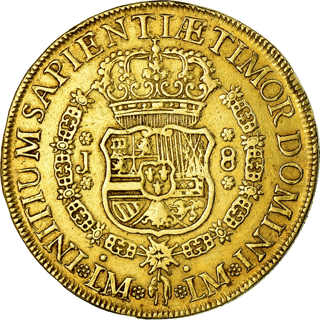 Coin, Peru, Ferdinand VI, 8 Escudos, 1751, Lima, EF(40-45), Gold, KM:50