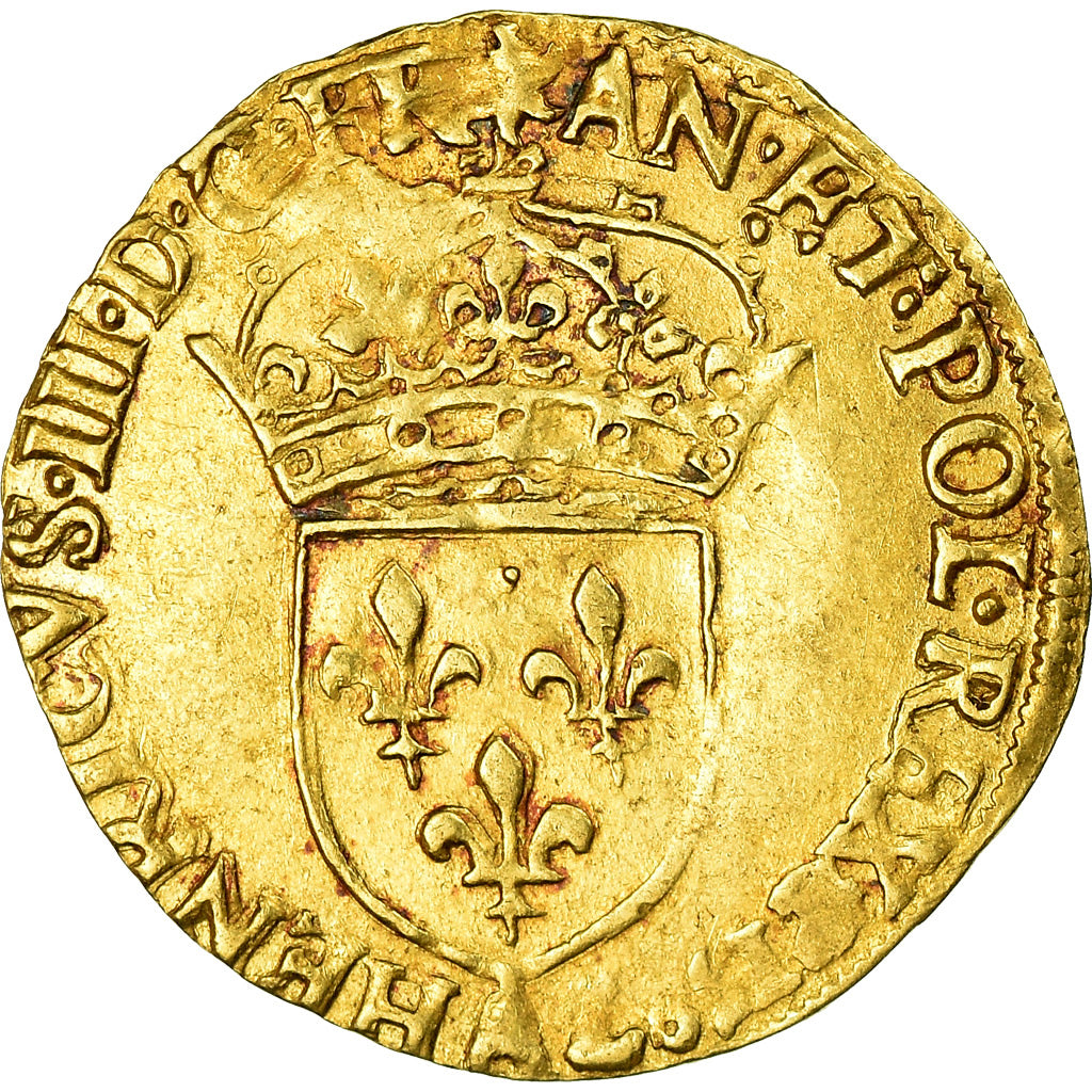Coin, France, Henri III, Ecu, 1587, Paris, EF(40-45), Gold