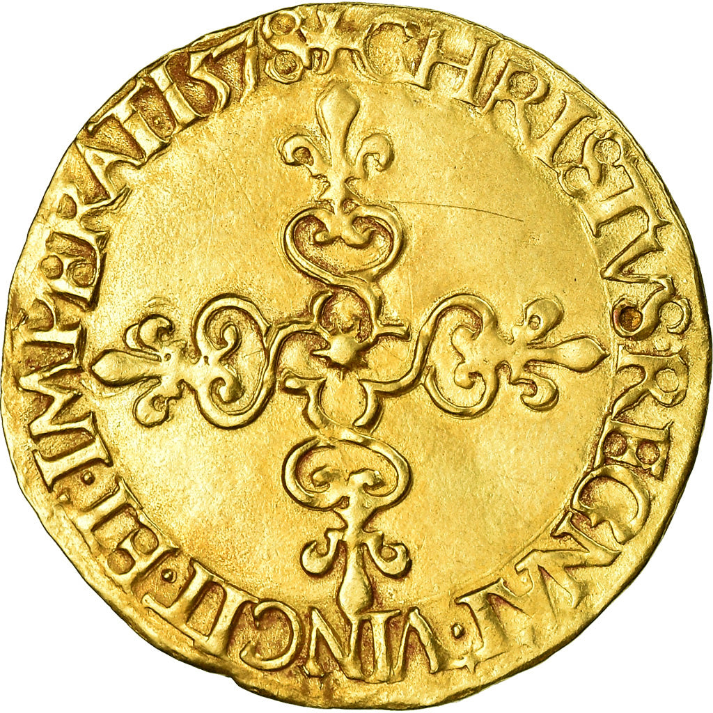 Moeda, França, Henri III, Ecu d'or, 1578, La Rochelle, EF(40-45), Dourado