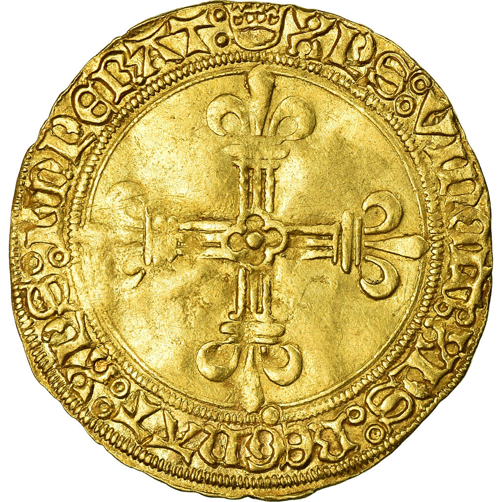 Moneta, Francia, Charles VIII, Ecu d'or, Rouen, BB+, Oro, Duplessy:575