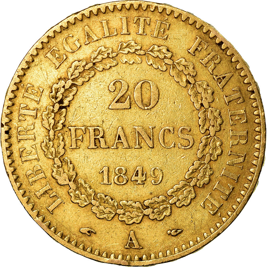 Coin, France, Génie, 20 Francs, 1849, Paris, VF(30-35), Gold, KM:757