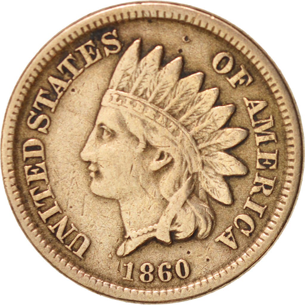 Coin, United States, Indian Head Cent, Cent, 1860, U.S. Mint, Philadelphia
