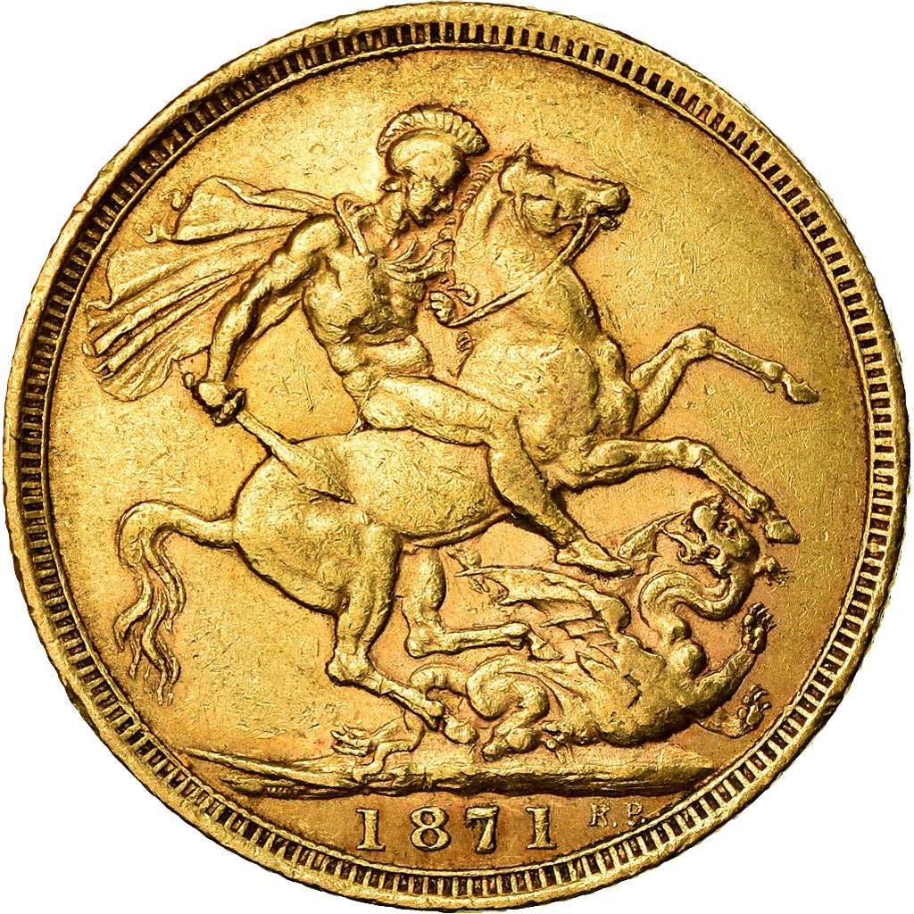 Moneta, Australia, Victoria, Sovereign, 1871, Sydney, BB, Oro, KM:7