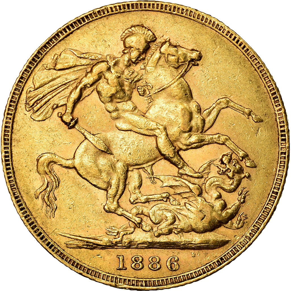 Coin, Australia, Victoria, Sovereign, 1886, Melbourne, EF(40-45), Gold, KM:7