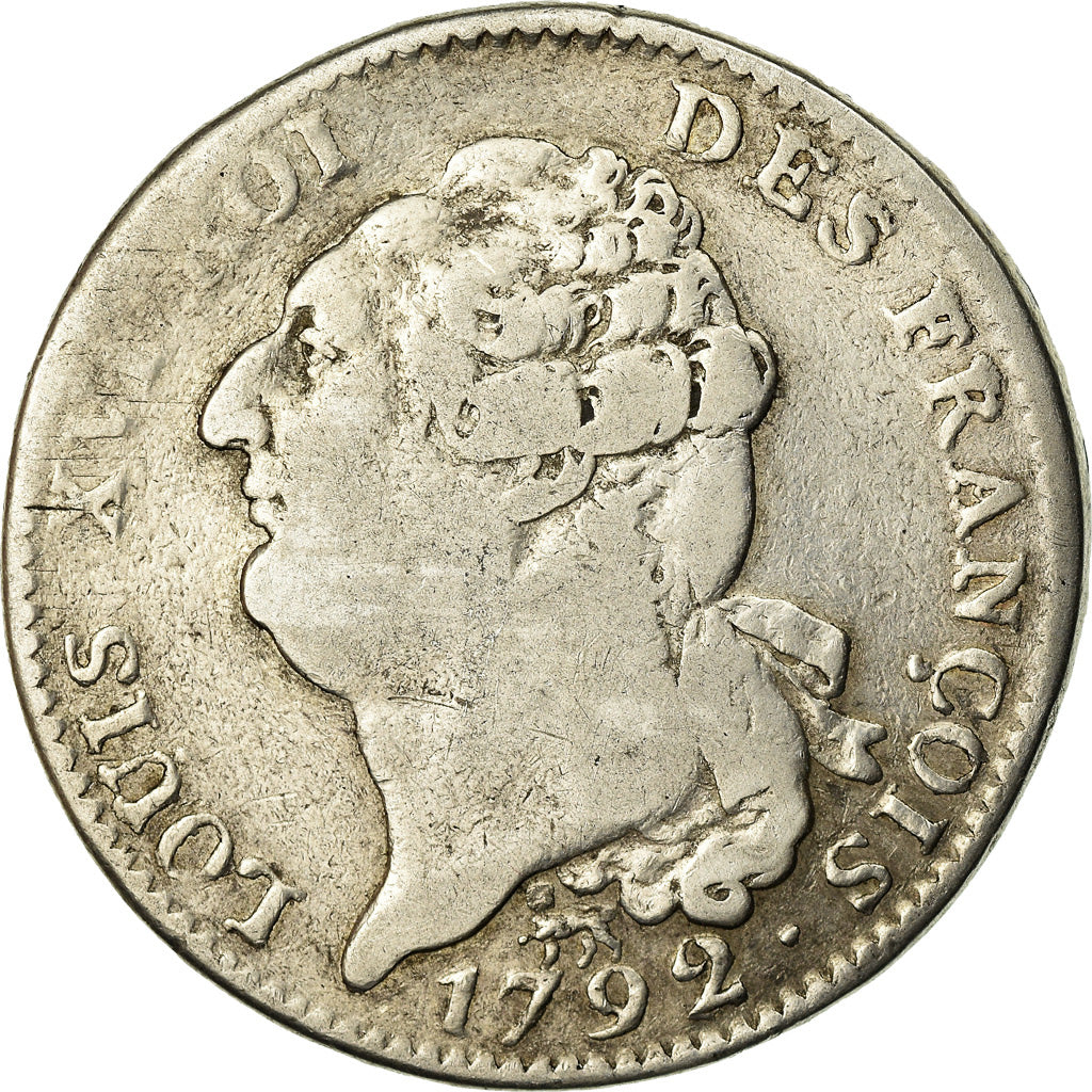 Moeda, França, Louis XVI, Écu de 6 livres françois, ECU, 6 Livres, 1792