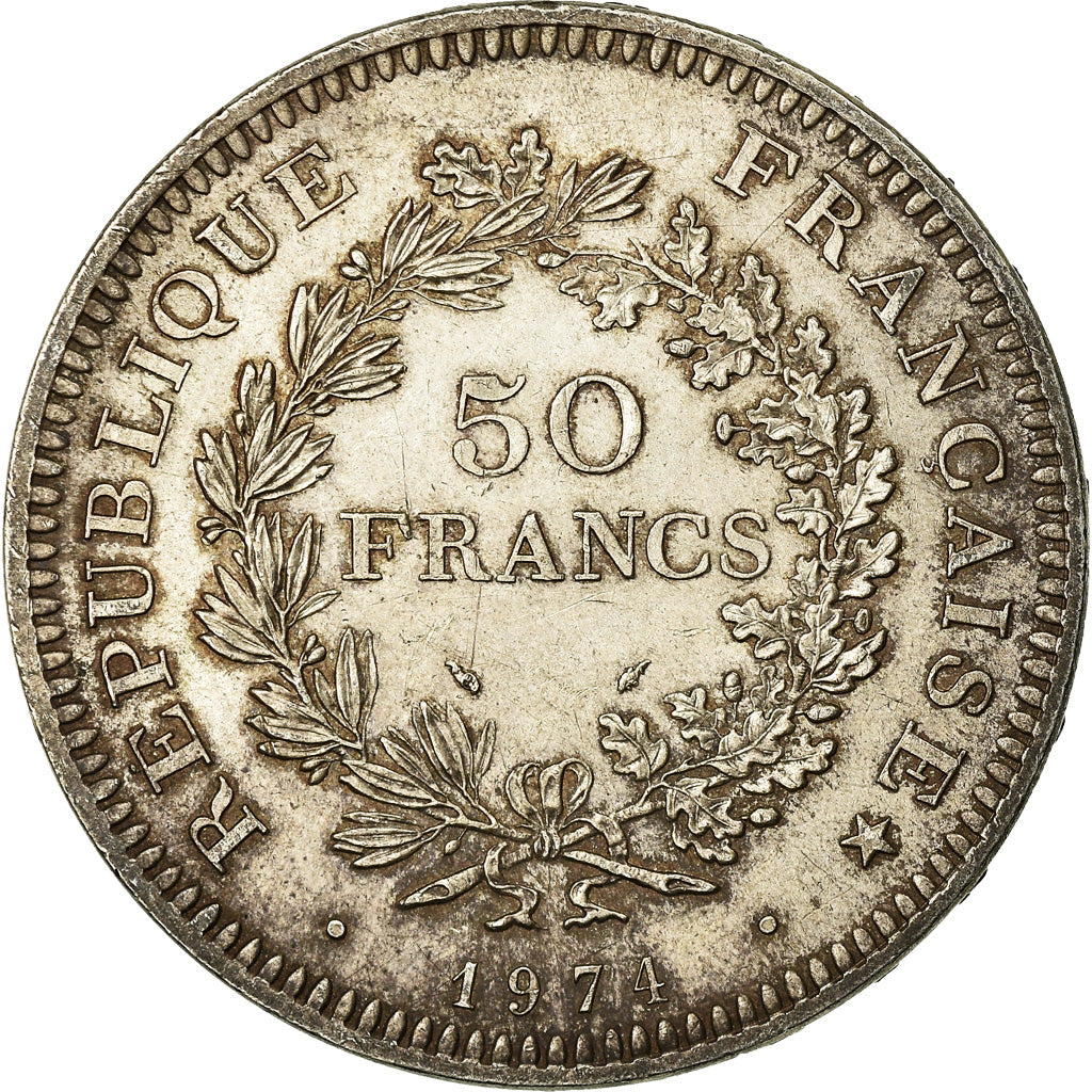 Coin, France, Hercule, 50 Francs, 1974, Avers 20 francs, AU(55-58), Silver