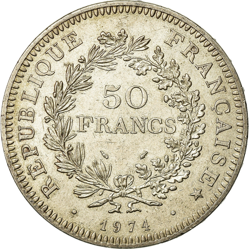 Coin, France, Hercule, 50 Francs, 1974, Avers 20 francs, AU(50-53), Silver