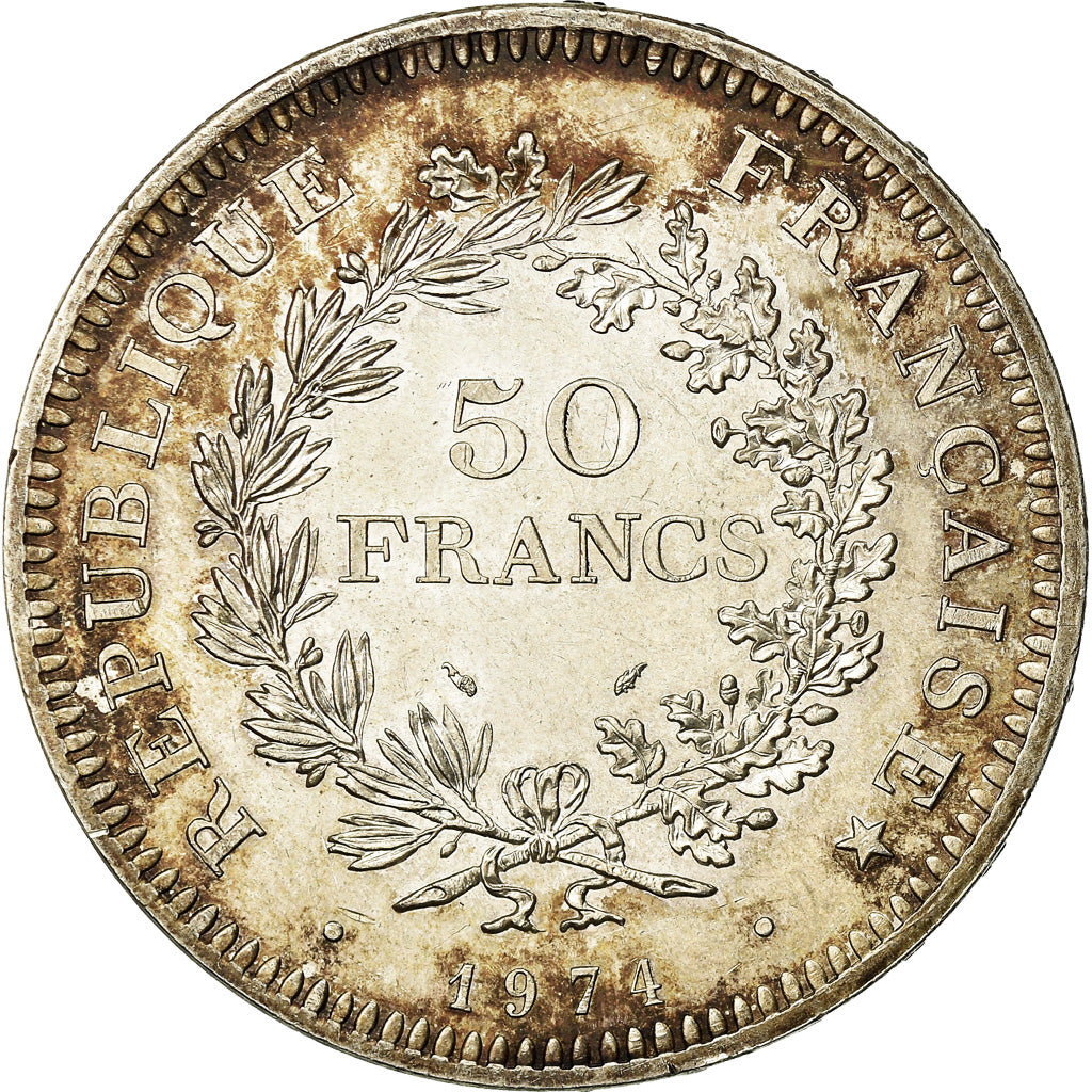 Coin, France, Hercule, 50 Francs, 1974, Avers 20 francs, AU(50-53), Silver