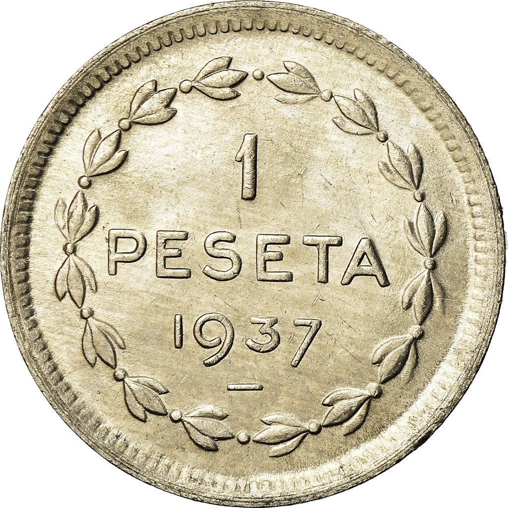 Coin, SPAIN CIVIL WAR, EUZKADI, Peseta, 1937, Brussels, MS(63), Nickel, KM:1