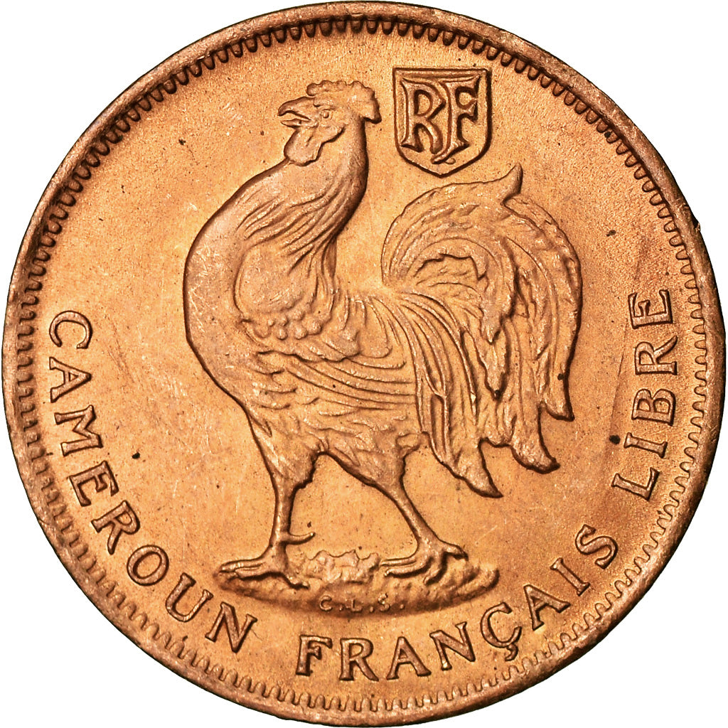 Coin, Cameroon, 50 Centimes, 1943, Pretoria, MS(63), Bronze, KM:6