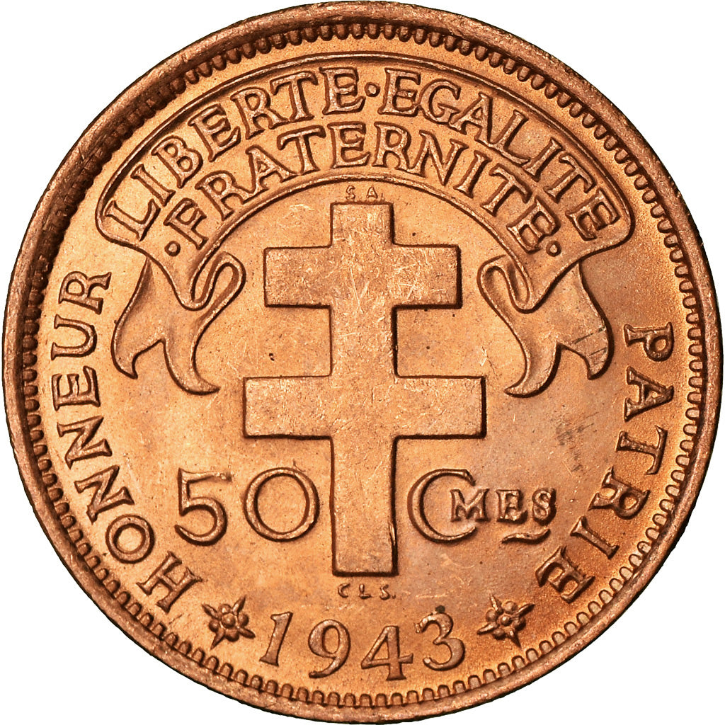 Münze, Kamerun, 50 Centimes, 1943, Pretoria, UNZ, Bronze, KM:6