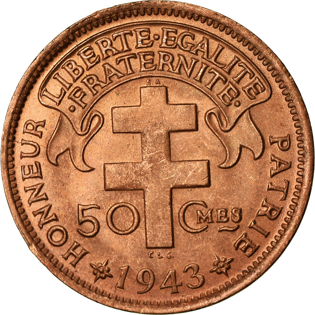 Moneta, Camerun, 50 Centimes, 1943, Pretoria, SPL, Bronzo, KM:6