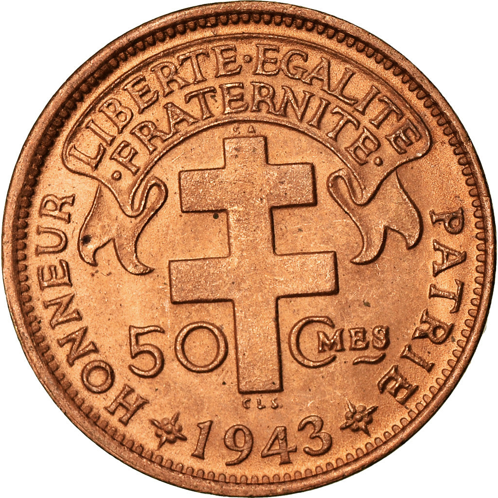 Moneta, Camerun, 50 Centimes, 1943, Pretoria, SPL, Bronzo, KM:6