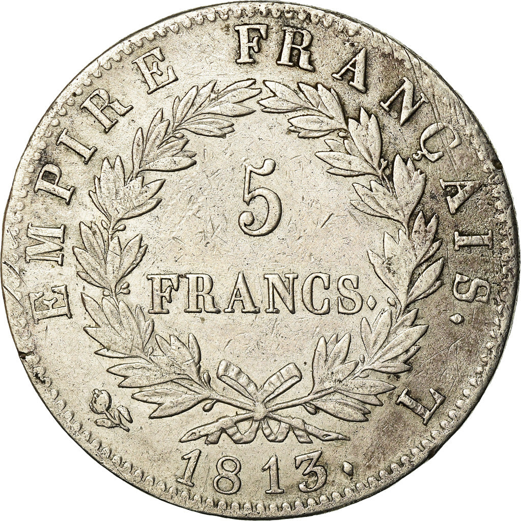 Moneta, Francja, Napoléon I, 5 Francs, 1813, Bayonne, VF(30-35), Srebro