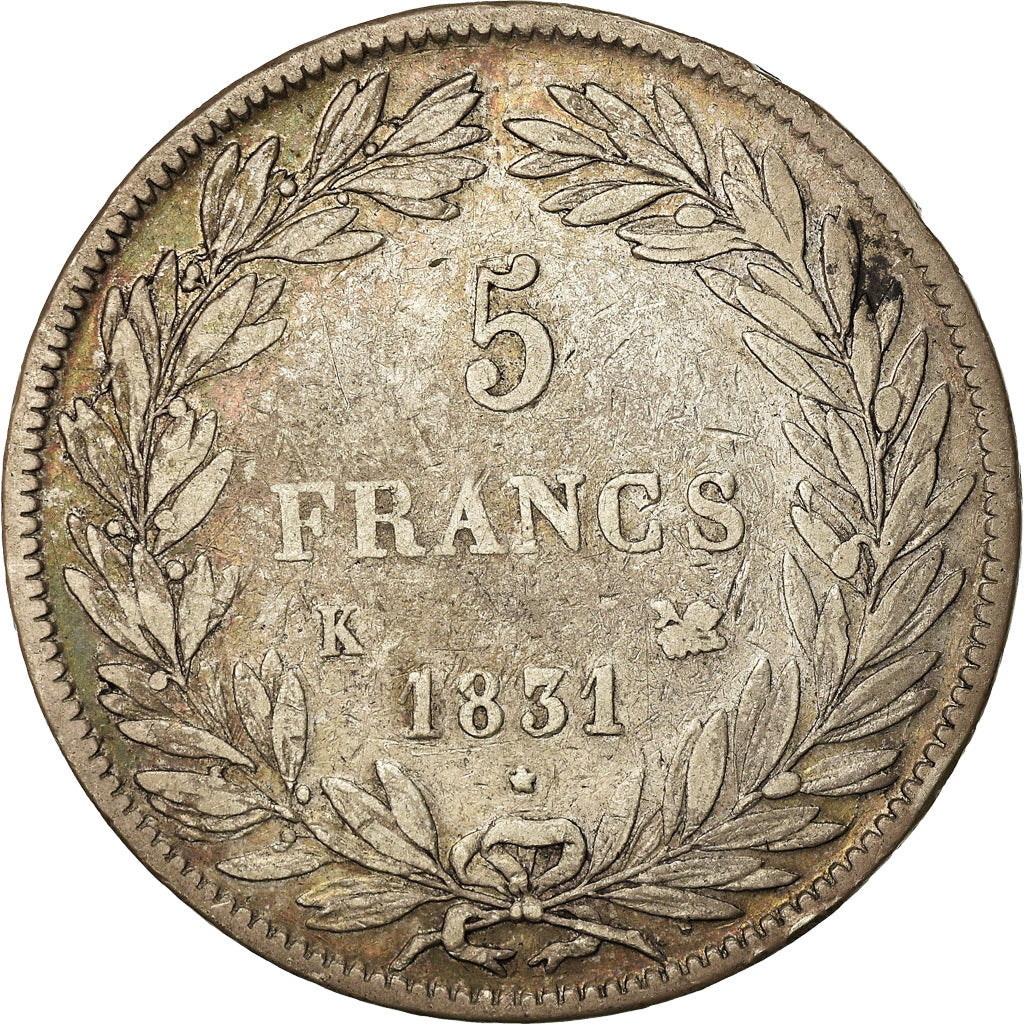Coin, France, Louis-Philippe, 5 Francs, 1831, Bordeaux, VF(30-35), Silver