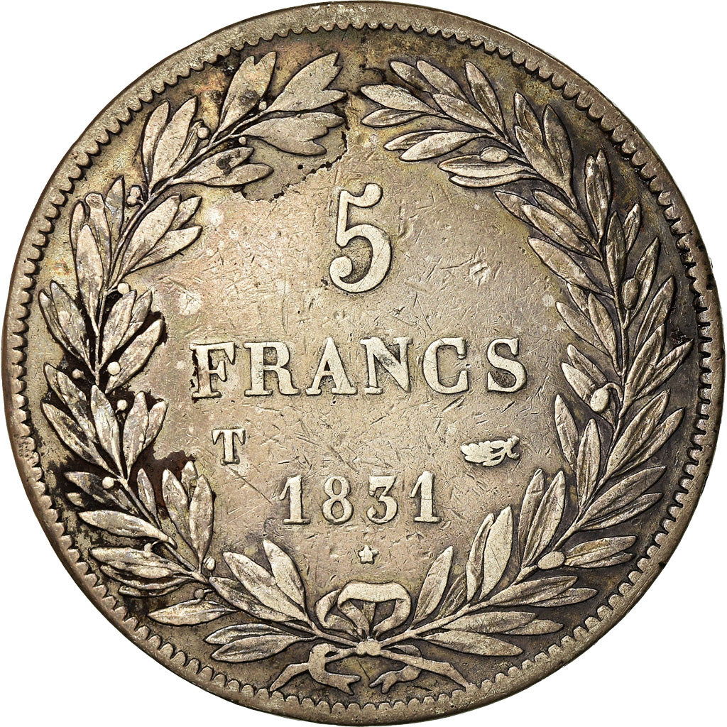 Coin, France, Louis-Philippe, 5 Francs, 1831, Nantes, VF(30-35), Silver