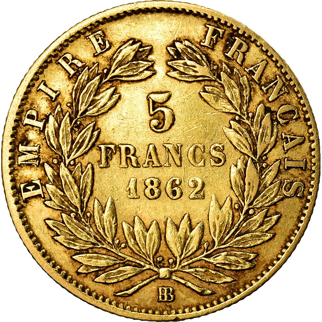 Munten, Frankrijk, Napoleon III, Napoléon III, 5 Francs, 1862, Strasbourg, ZF