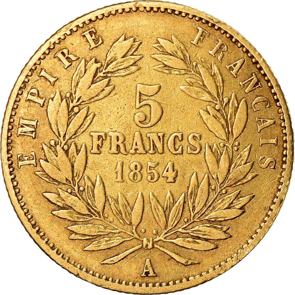 Moneta, Francja, Napoleon III, Napoléon III, 5 Francs, 1854, Paris, VF(30-35)